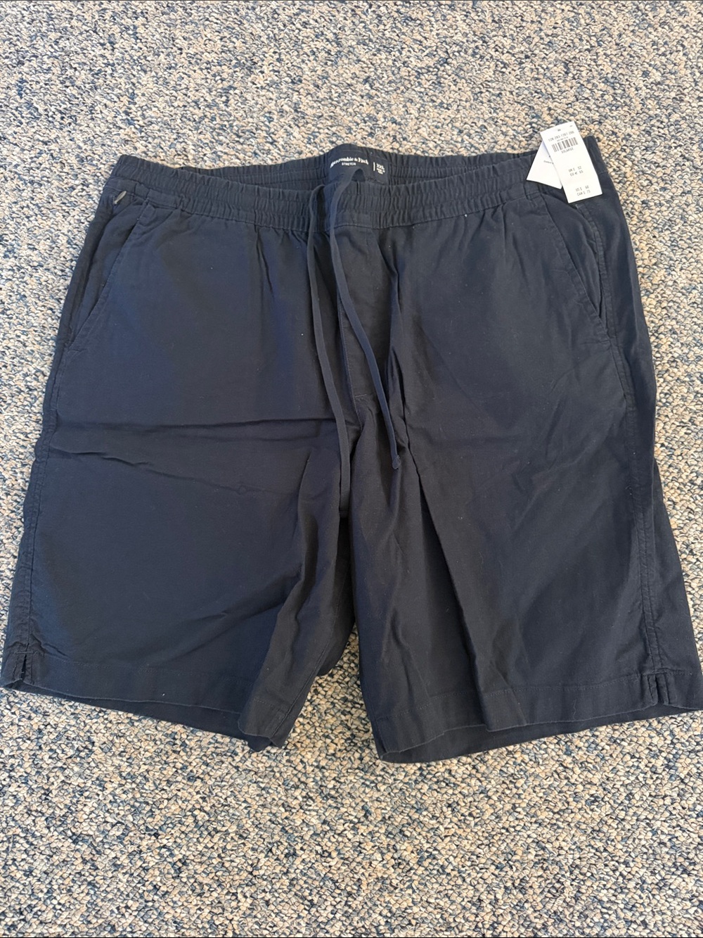 Abercrombie & Fitch Navy Elastic-Waist Drawstring Athletic Shorts
